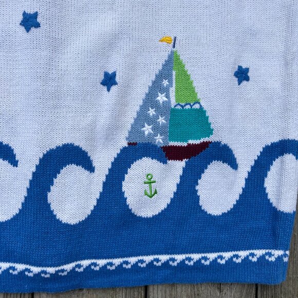 The Quacker Factory women's 2X cardigan sweater sailboats boats - Picture 8 of 16